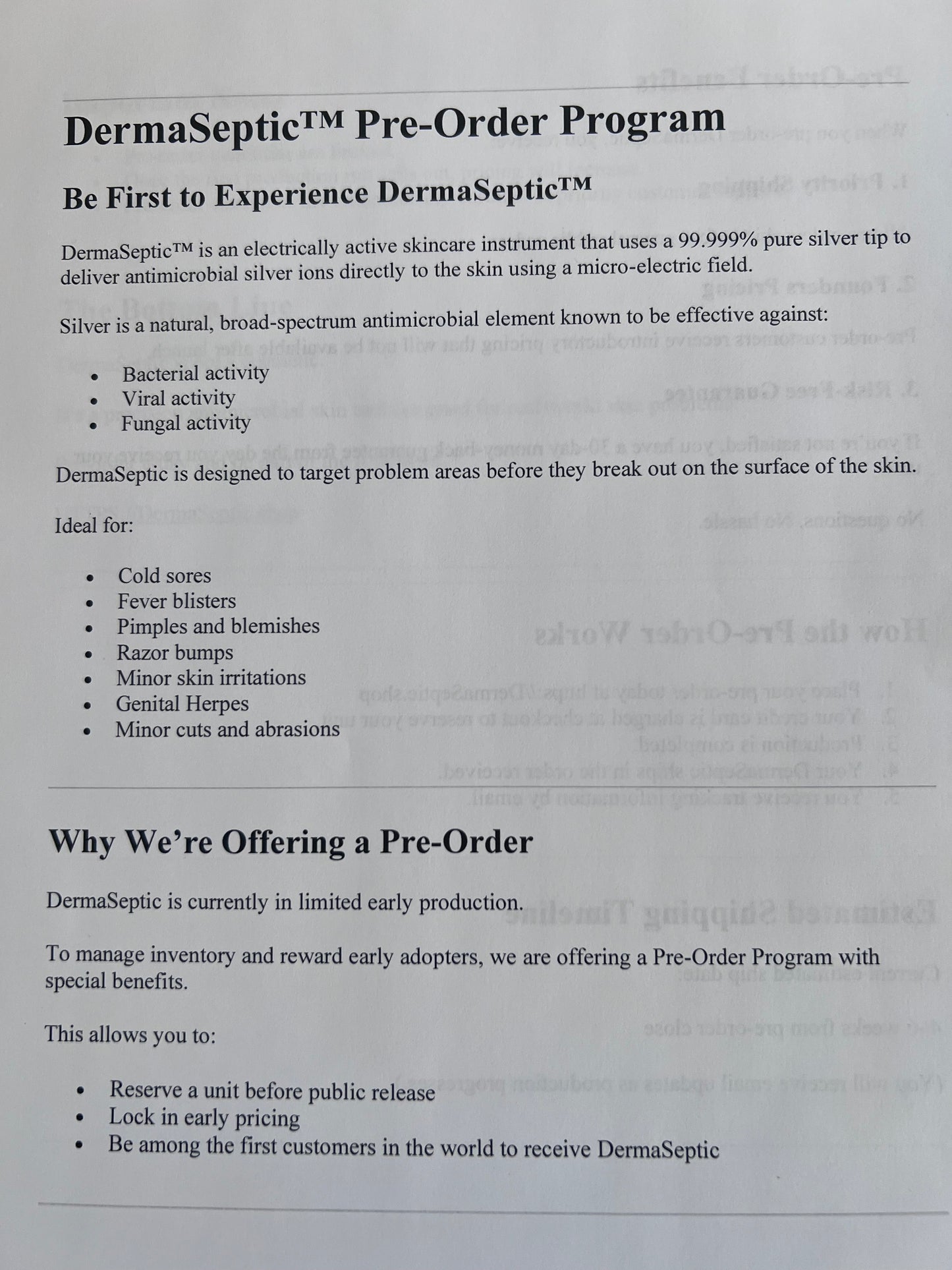 DermaSeptic Pre-Order Page